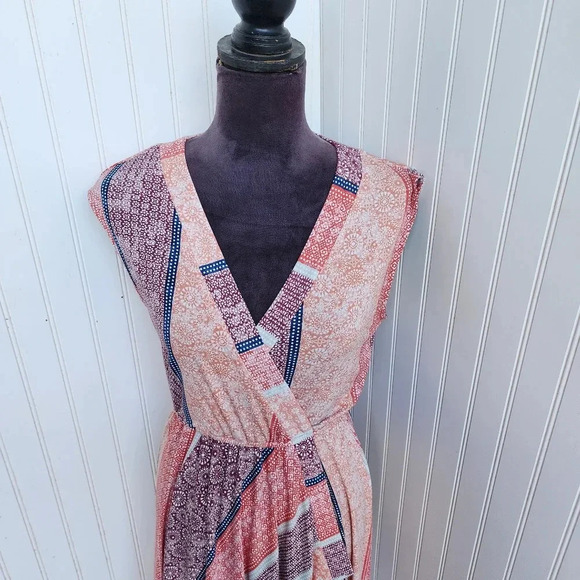 BCBG MAXAZRIA WOMEN'S Purple ORANGE DRESS Stretch WRAP CORAL ELEGANT XS - Picture 2 of 14